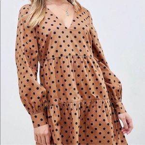 ASOS polka dot bohemian tiered dress size 6